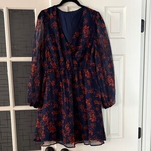 Floral Navy and Red Dress